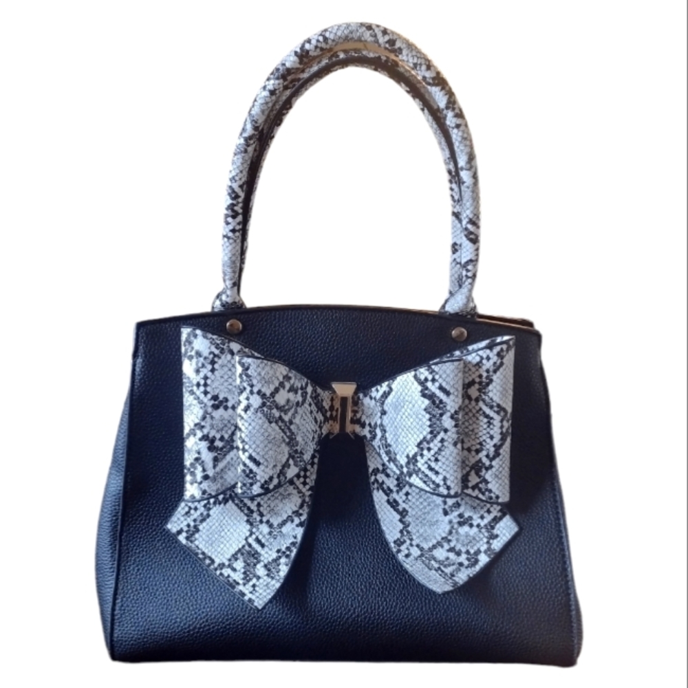 Brand New- Black Vegan Leather Handbag with Bow- DREAM CONTROL New York